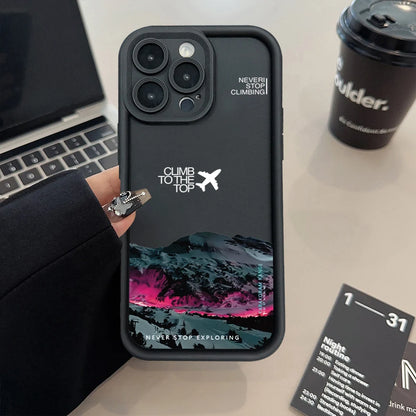 Peak Plane Phone Case For iPhone 17 16 15 14 Pro Max 13 12 11 16 Plus 16E 17 Air Shockproof Matte Soft TPU Silicone Bumper Cover