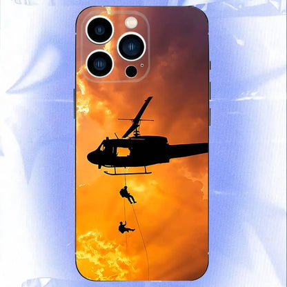 Aircraft Helicopter Phone Case For iPhone 17,16,15,14,13,12,11,Pro,XS,Max,XR,Plus,E,SE4,Mini Black Soft Cover
