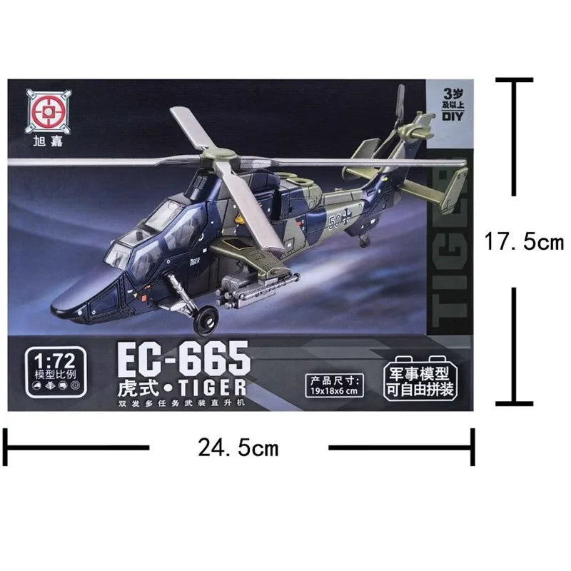 1:72 Creative Military Series Building Blocks The Tiger Style Twin Engine Armed Helicopter Model Toys For Boys Christmas Gifts