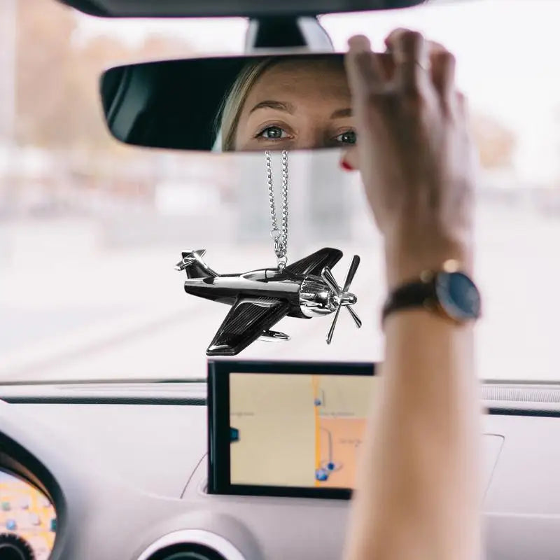 Car Decorative Pendant Solar-Powered Airplane Car Interior Decor Rotating Helicopter Model Car Accessories Car Rearview