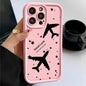 Shockproof Luxury Airplane Pattern Silicone Case For iPhone 16 15 14 Pro Max 11 12 13 Pro 16E XR 15 16 Plus Soft TPU Phone Cover