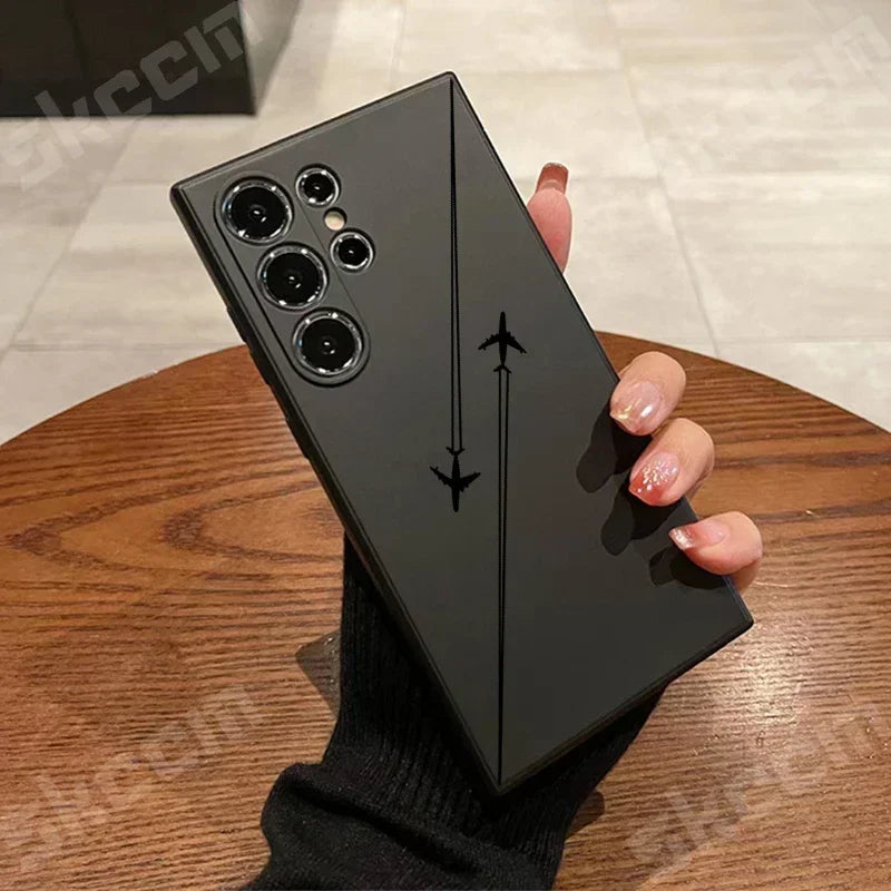 Travel-nspired Airplane Route Desian Case For Samsung Galaxy S24 S23 S22 Ultra Plus S20 FE A15 A35 A51 A54 A55 A71 A72 A73 Cover