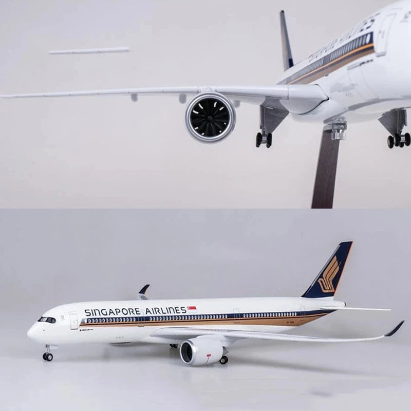 47cm airplane toy Scale 1/142 Singapore A350 Simulation Civil Airways Aircraft Model Collection Gift With Wheeled Light Children