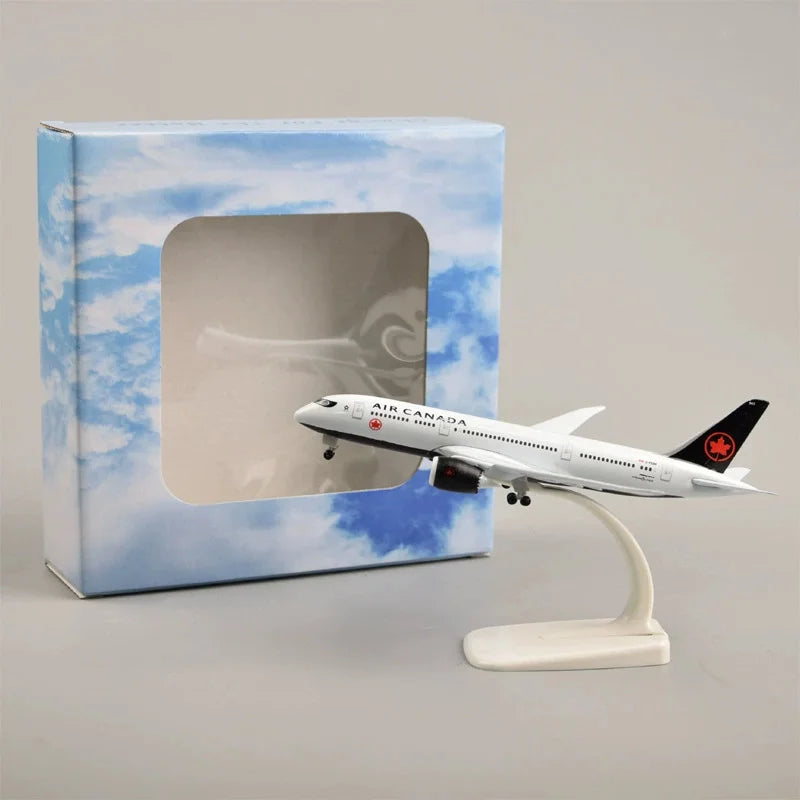 20cm Plane Model Toy Alloy Metal Air Canada Airlines B787 Diecast Airplanes Building Kit With Wheels For Collection Plan