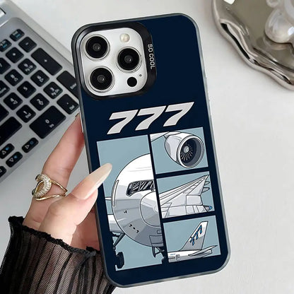 B-BoeingS 777 Top Airplane  Phone Case For iPhone 17,16,15,14,13,12,11,Pro,Max,Plus,E,Air,Mini Black IMD Cover