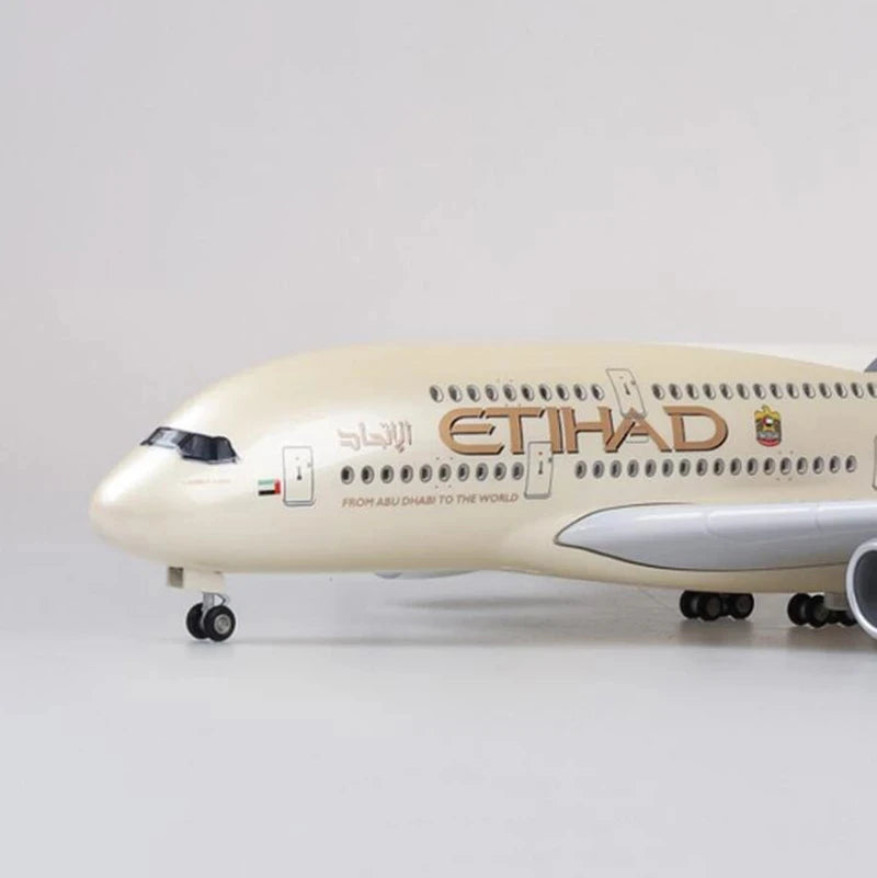A380 Etihad 47CM Scale Aircraft Model for Airbus Model Airplane 380 Die-cast Resin Aircraft Collection Display Business or Birth