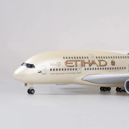 A380 Etihad 47CM Scale Aircraft Model for Airbus Model Airplane 380 Die-cast Resin Aircraft Collection Display Business or Birth