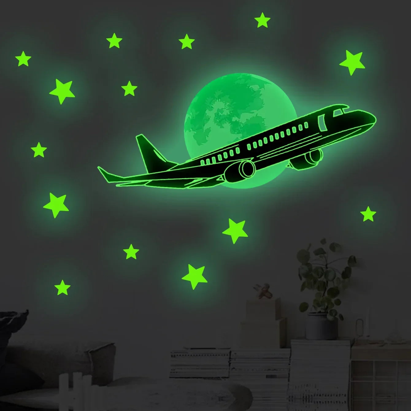 Night Sky Plane Stars Luminous Stickers Wall Stickers PVC Wallpaper