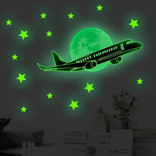 Night Sky Plane Stars Luminous Stickers Wall Stickers PVC Wallpaper