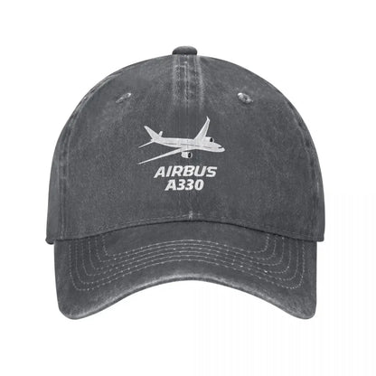 Airbus A330 Captain Baseball Cap Vintage Distressed Washed Airplane Sun Cap for Men Women Outdoor Activities Hats Cap