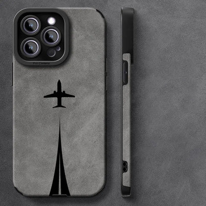 Black airplane trajectory pattern stylish design phone case, suitable for iPhone 17/16/16 Pro/16 Pro Max/16 Plus/15/15 Plus/15 P