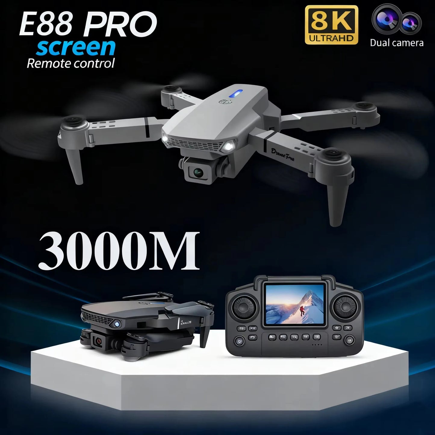 HD 5G Dual Camera E88PRO Drone 8K Quadcopter Aerial Photography Remote Control Screen Display HighDefinition Aerial Camera Drone