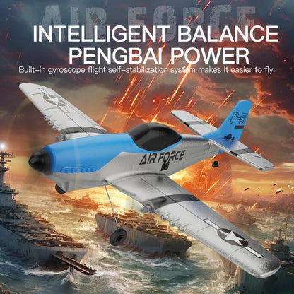 P51 Mustang Fighter 4CH Remote Control Aircraft Model Fixed Wing Aviation Model Aircraft 2.4G Electric Foam Glider Toys