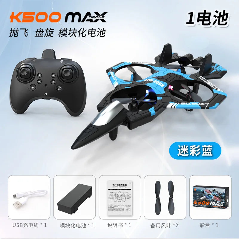 K500max Fighter Jet Quadcopter Drone Rolling Stunt Lights Rc Airplane no camera that can fly