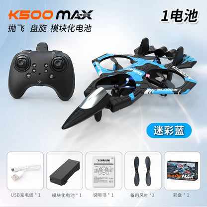 K500max Fighter Jet Quadcopter Drone Rolling Stunt Lights Rc Airplane no camera that can fly