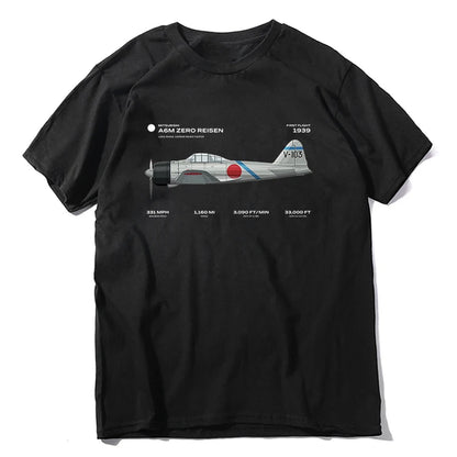 A6M Zero Risen WWII Japan Airplane FighterT Shirt. New 100% Cotton Short Sleeve O-Neck Casual T-shirts Loose Top Size S-3XL
