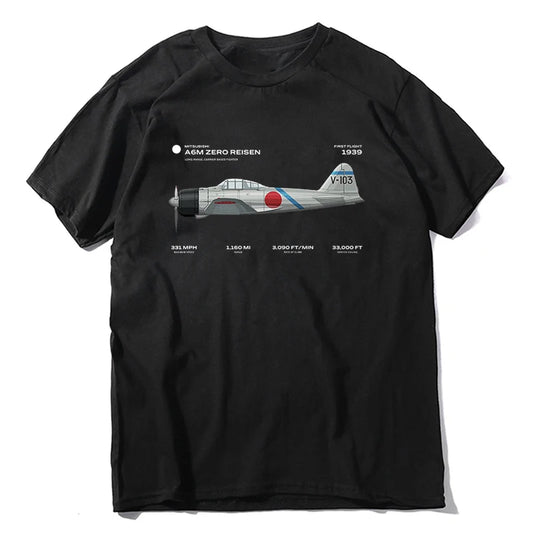 A6M Zero Risen WWII Japan Airplane FighterT Shirt. New 100% Cotton Short Sleeve O-Neck Casual T-shirts Loose Top Size S-3XL