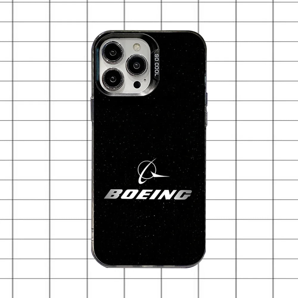 B-BoeingS 777 Top Airplane Phone Case For iPhone 16,15,14,13,12,11,8,7,Pro,Max,Plus,Mini,XS,SE Anti Fall Black Matte Hard