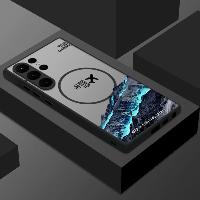 Creative Airplane Print Magnetic For Magsafe Case For Samsung Galaxy S25 Edge S23 S24 Ultra S21 S20 FE S22 Plus Capa Matte Cover