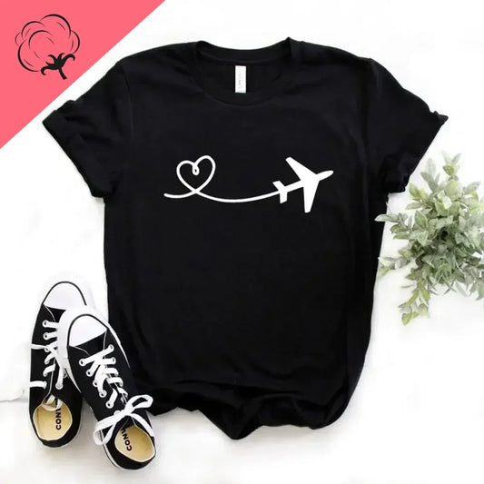 Airplane Traveler wanderlust Print Women tshirt  Casual Funny 100% cotton Gift Lady