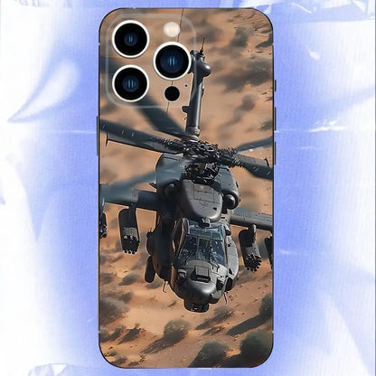 Aircraft Helicopter Phone Case For iPhone 17,16,15,14,13,12,11,Pro,XS,Max,XR,Plus,E,SE4,Mini Black Soft Cover