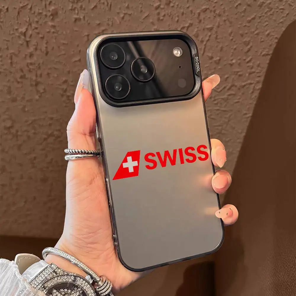 Swiss International Air Lines logo Phone Case For iPhone 17 16 15 14 13 12 11 Pro Max Air multicolor Matte Laser Metallic Aurora