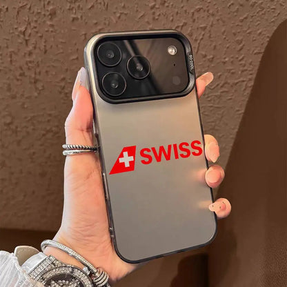 Swiss International Air Lines logo Phone Case For iPhone 17 16 15 14 13 12 11 Pro Max Air multicolor Matte Laser Metallic Aurora