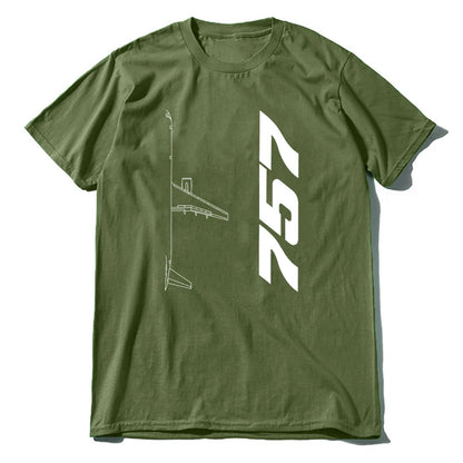 Tees Short Sleeve Clothes Gift Idea Boeing 757 Silhouette Top  Men's  Cotton Funny  Crew Neck Airplane Lover