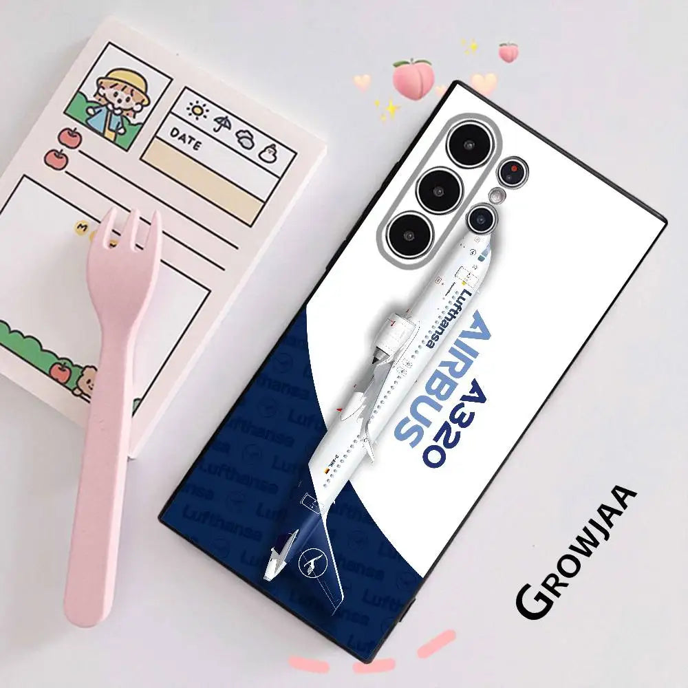 A-Airbus Logo Phone Case For Samsung Galaxy S25 S24 S23 S22 S21 S20 Ultra Plus Shockproof Anti-Slip Frosted Soft Cover Funda