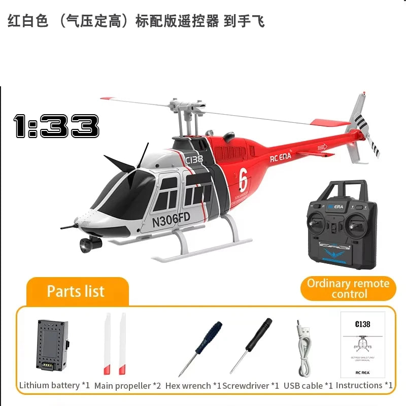 RC ERA C138 BELL 206 Jet Ranger 6-axis Gyro Stabilized Altitude Hold 4ch RC Helicopter Aircraft Hobby for Adults -RTF