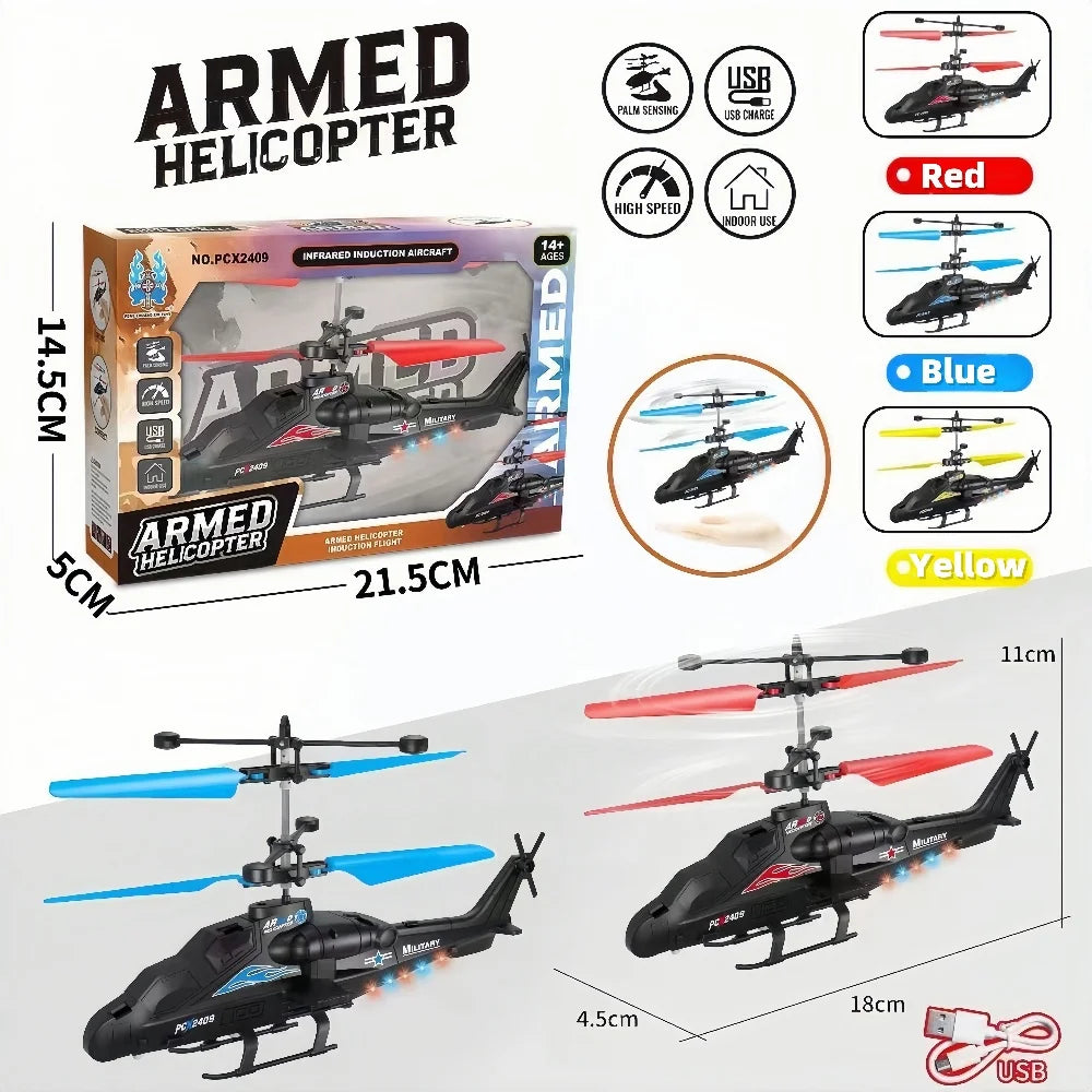 Magic Remote Control Helicopter Toy Hand-Controlled 360° Rotating Mini UFO Drone with LED Lights