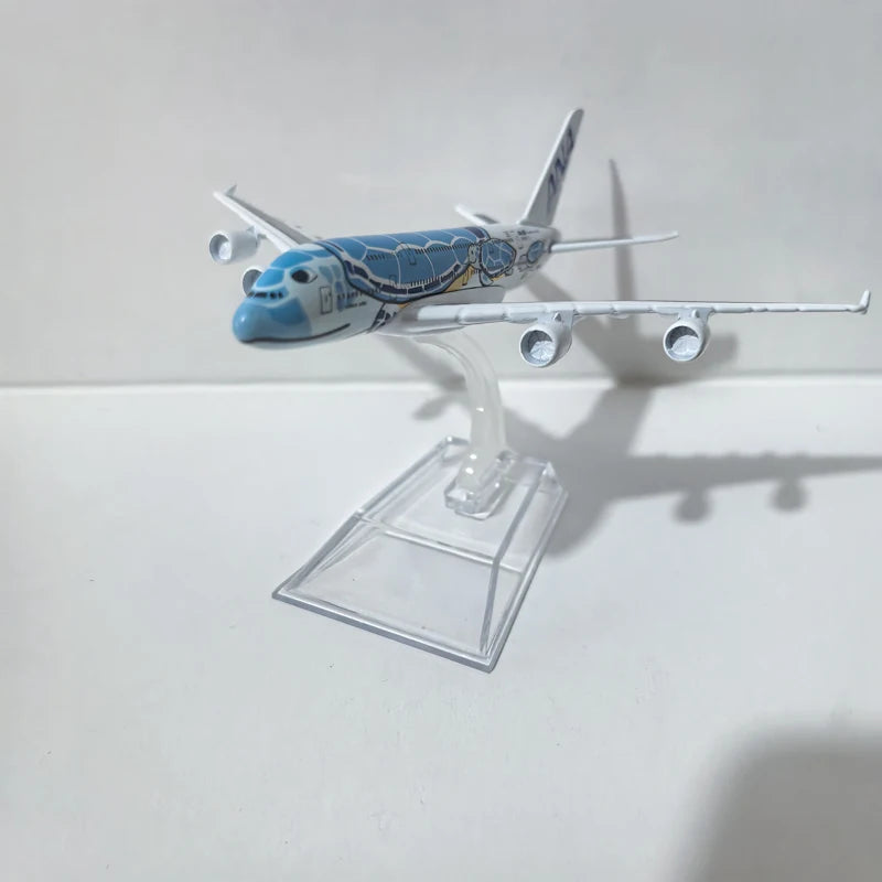JASON TUTU 15CM ANA sea turtle painting Airbus A380 Airplane Model Aircraft Model Diecast Metal Planes Model All Nippon Airways