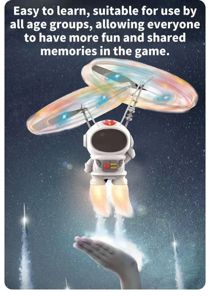 Levitating Luminous Flying Robot Astronaut Toy Aircraft Hand-Controlled Drone Interactive with Lights Outdoor Toys for Kids Gift