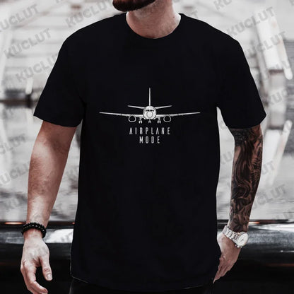Shirts for Men Airplane Mode Travel T-shirts Short Sleeve Clothing Men's Tops