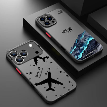 Snow Mountain Airplane Phone Case For iPhone 17 Air 16 15 14 Pro Max 13 12 17 Pro 16e 11 Matte Shockproof Soft Edge Hard Cover