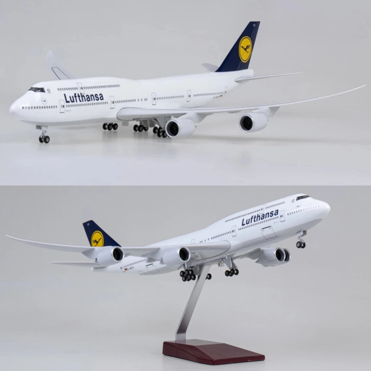 1/150 Airline 747 Plane Model B747 Lufthansa Airplane Model Toy Light and Wheel Landing Gear Plastic Resin Plane Model Gift Toys