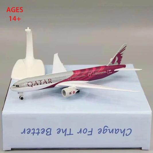 20cm Alloy Metal AIR QATAR Airways Boeing 777 B777 Airplane Model Diecast Air Plane Model Aircraft Wheels Landing Gears Aircraft