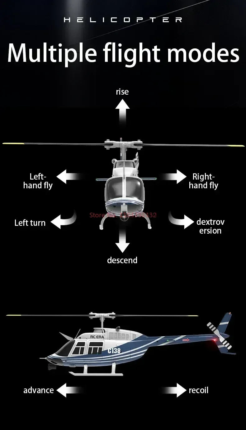 RC ERA C138 BELL 206 Jet Ranger 6-axis Gyro Stabilized Altitude Hold 4ch RC Helicopter Aircraft Hobby for Adults -RTF