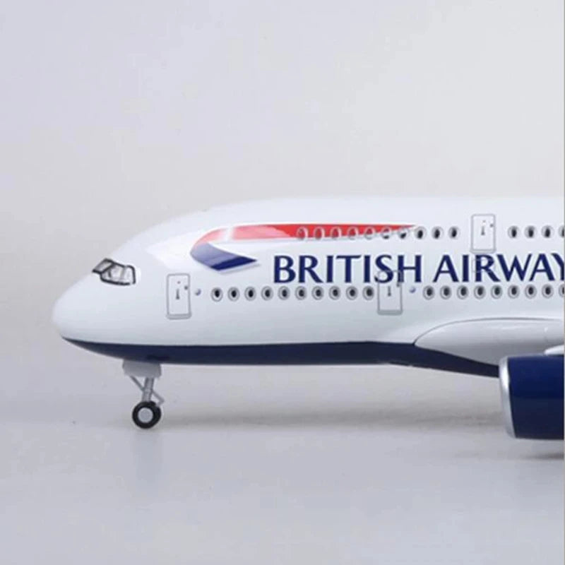 Airplane Kids Toys Scale 47CM British Airways Airlines A380 1:160 Model Plane Diecast Aircraft Model with LED Light Collection