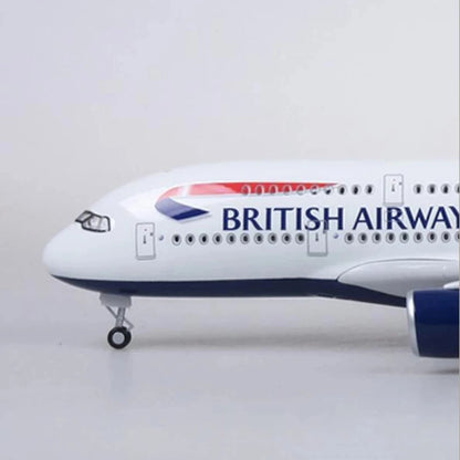 Airplane Kids Toys Scale 47CM British Airways Airlines A380 1:160 Model Plane Diecast Aircraft Model with LED Light Collection