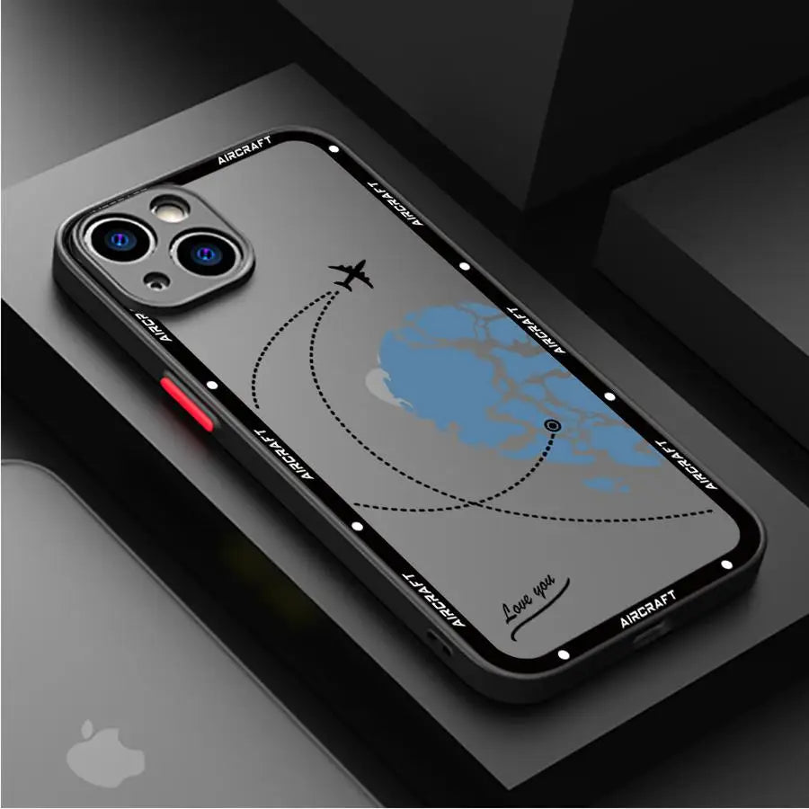 Luxury Premium Airplane Pattern Phone Case for Apple iPhone 15 16 Pro XS Max 13 14 Plus XR SE 7 8 12 11 Pro plus Matte