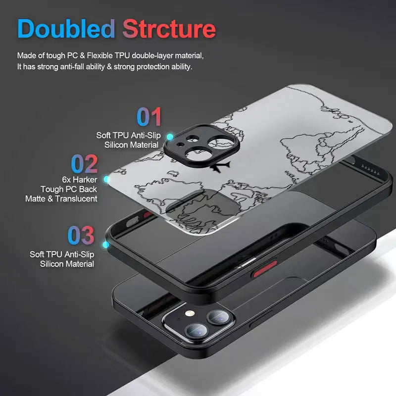 Travel-Inspired Airplane Route Design Phone Case For iPhone 16 15 14 13 12 11 Mini Pro Max X XR XSMax 7 8 6 6s Plus Matte Clear