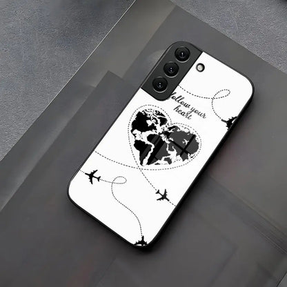 Popular Planes World Map Travel Phone Case Glass for Samsung Galaxy S23 S25 S24 S21 S22 S20 Ultra Fe Plus A34 A54 A24 A52 A53 M5