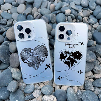 World Map Travel Airplane Phone Case For iphone 16 15 13 14 Pro Max Plus 11 12 Pro Max 13 Mini Back Shockproof Laser Covers