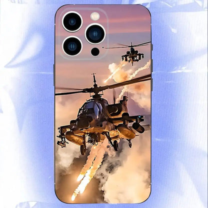 Aircraft Helicopter Phone Case For iPhone 17,16,15,14,13,12,11,Pro,XS,Max,XR,Plus,E,SE4,Mini Black Soft Cover