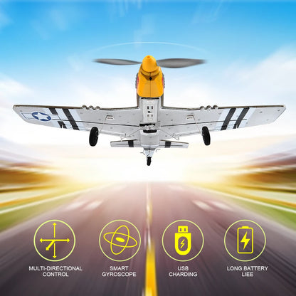 RC Plane P51 Mustang 2.4G Radio EPP Foam 4CH 6 Axis 410MM Wingspan RC Fighter One Key Aerobatic RTF Aircraft Toys