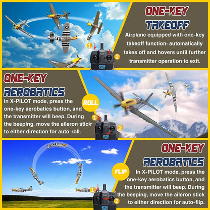 RC Plane 5CH 3D/6G Fixed-wing RC Airplane 2.4GHz P51D Mustang RTF for Adults Beginners Easy to Fly