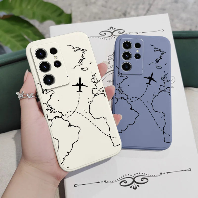 Intercloud Plane Phone Case For Samsung Galaxy S25FE S24 S23 S22 S21 S20 S10 S10E Ultra Plus FE Note 20 Ultra 10 Plus Cover