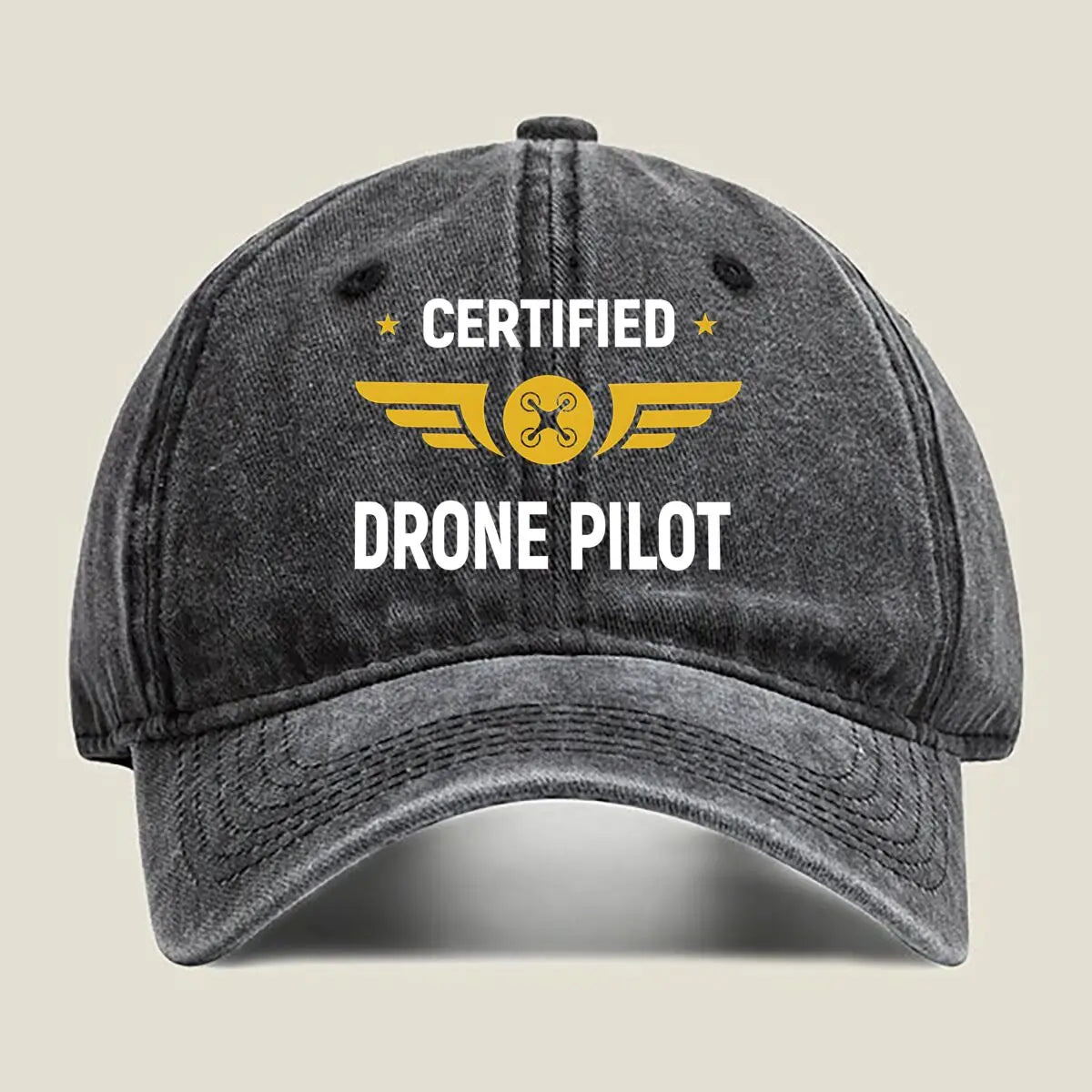 Drone Pilot Aviation - Themed Certification Badge Art Washed Baseball Cap