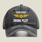 Drone Pilot Aviation - Themed Certification Badge Art Washed Baseball Cap